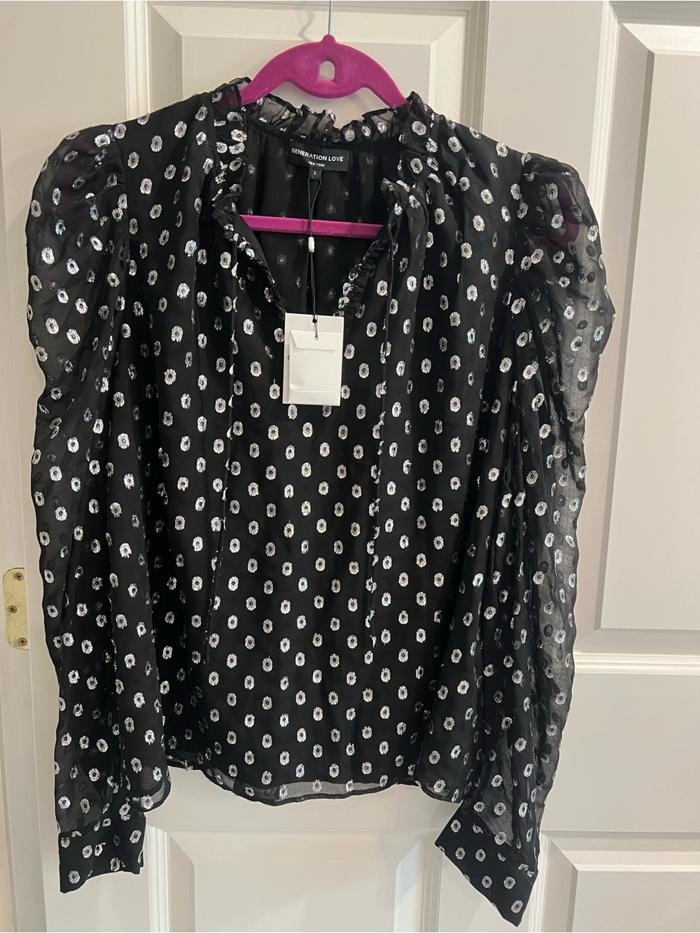 Generation Love Black Polka Dot Puff Sleeve Lou Blouse
